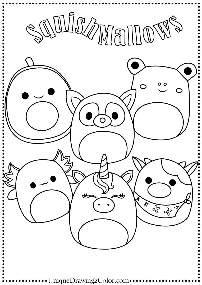 Squishmallow free coloring sheets