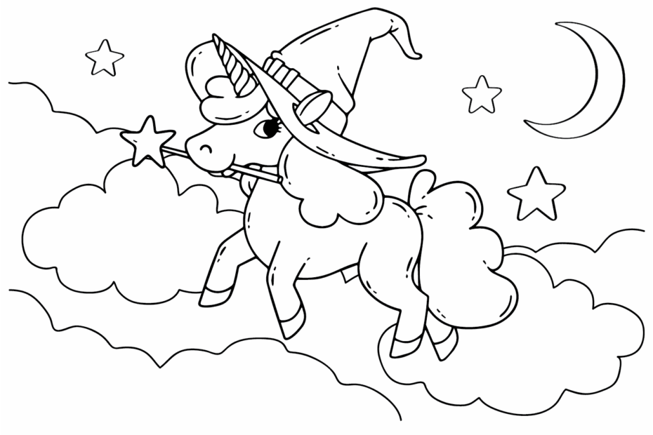Halloween Unicorn Color Page Free Printable Coloring Pages