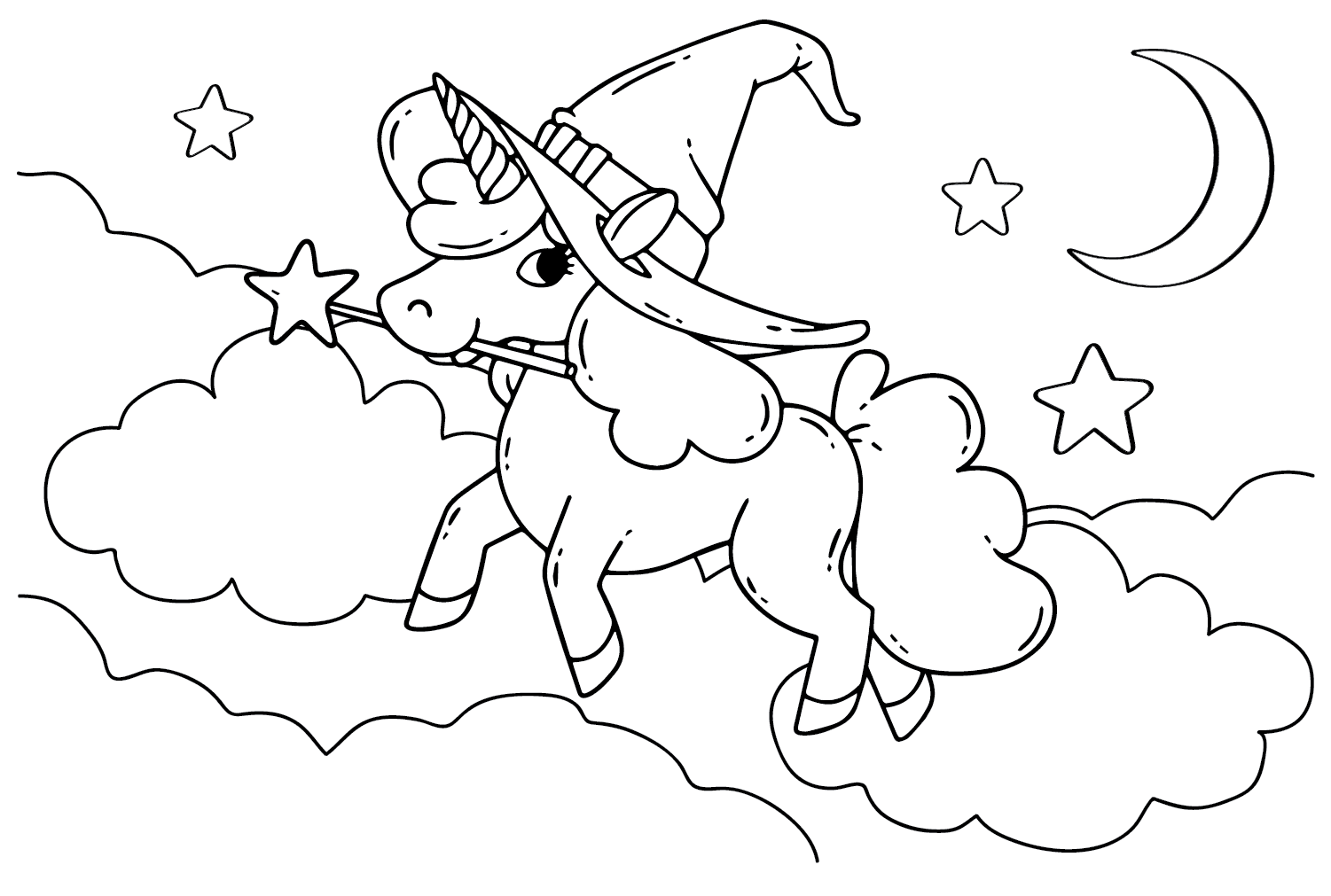 Halloween Unicorn Color Page Free Printable Coloring Pages