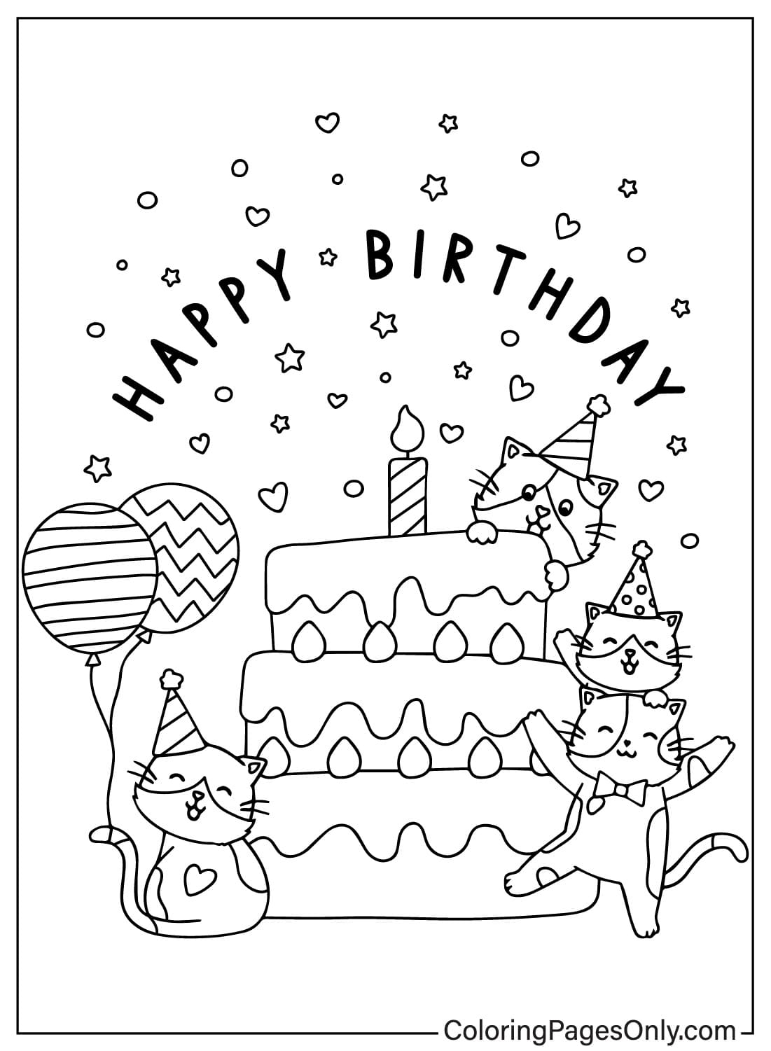 Happy Birthday Cake Coloring Page Free Printable Coloring Pages