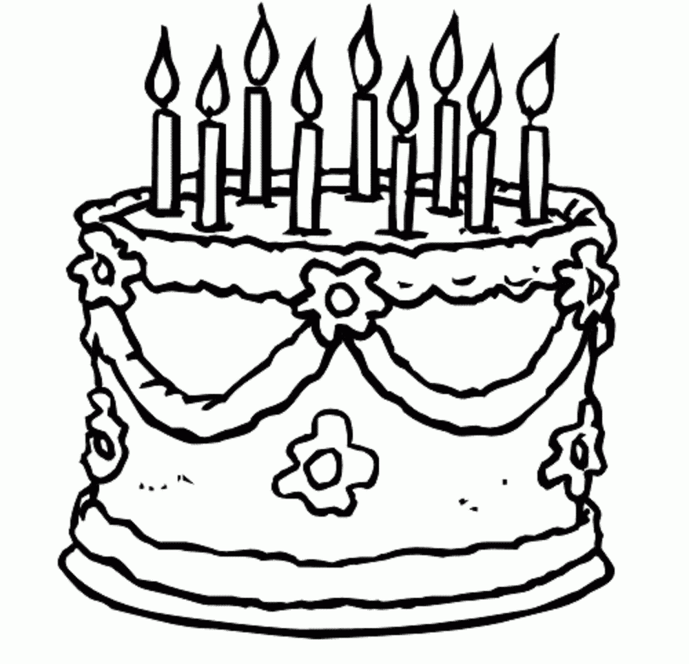 Happy Birthday Cake Coloring Pages Coloring Home