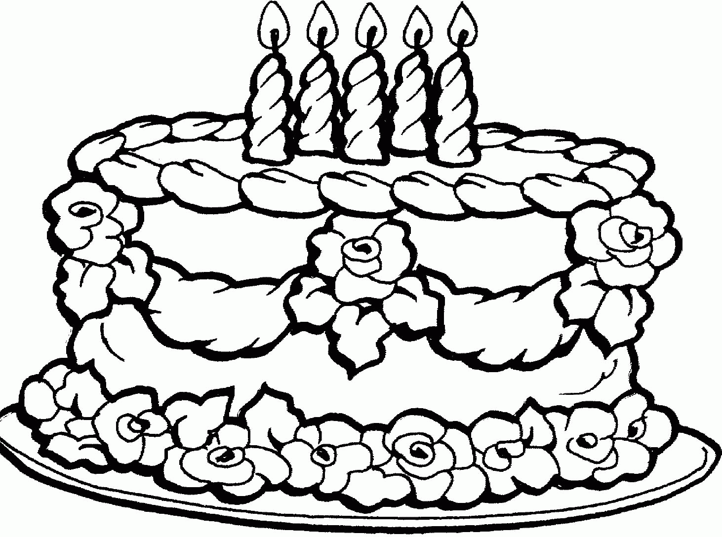 simple birthday cake coloring page