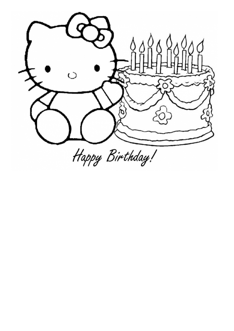 Happy Birthday Coloring Page Hello Kitty Download Printable PDF Happy Birthday Coloring Page Hello Kitty Download Printable PDF