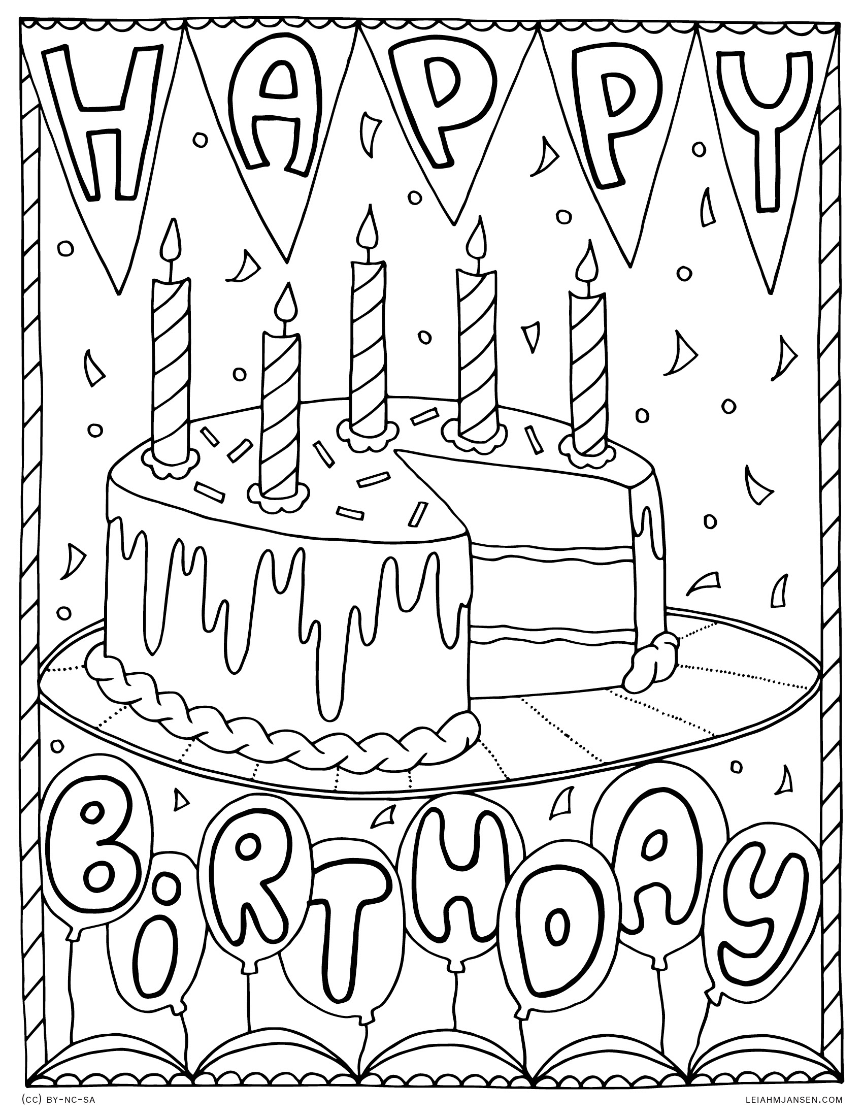 Happy Birthday Coloring Page Printable