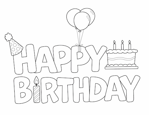 happy birthday coloring page template happy birthday coloring page template