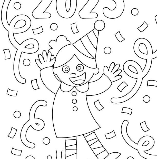 Happy New Year 2025 Coloring Pages Coloring Nation