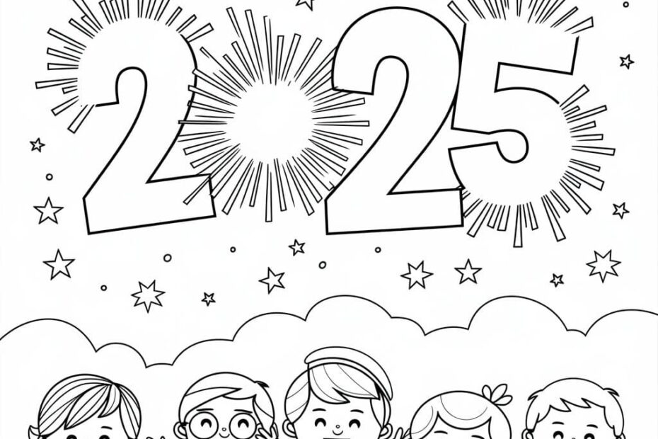 Happy New Year 2025 Coloring Pages Printable Free Download The Lucky