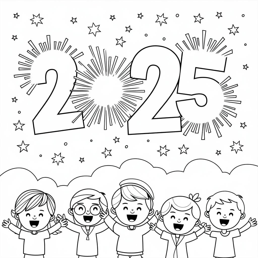 Happy New Year 2025 Coloring Pages Printable Free Download The Lucky