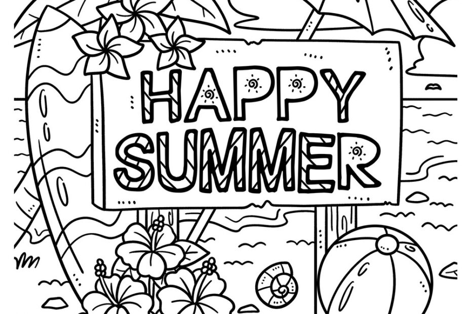 Happy Summer Coloring Pages Free Printable Free Coloring Sheet