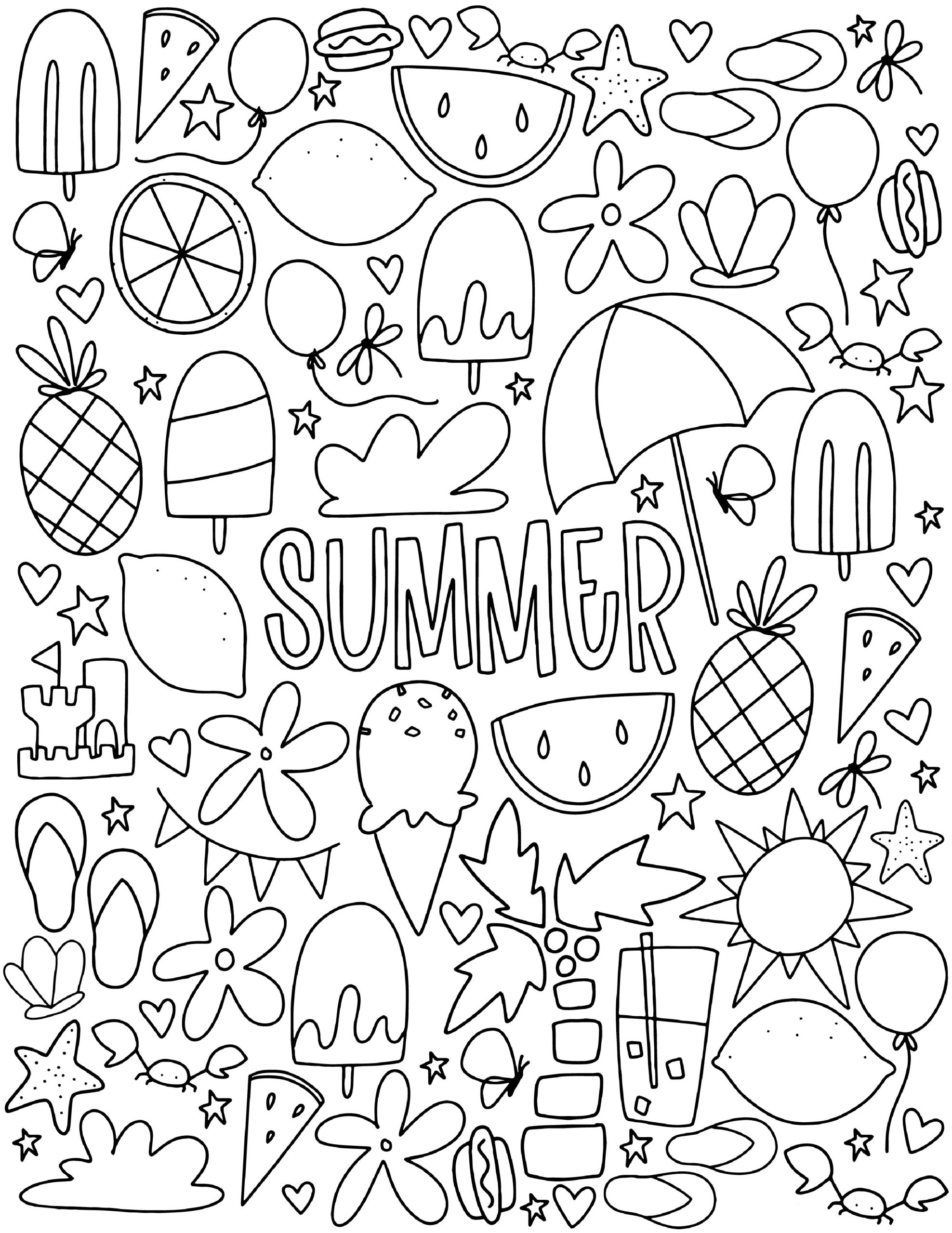 Hard To Color Detailed Summer Coloring Pages For Adults Print Color Craft