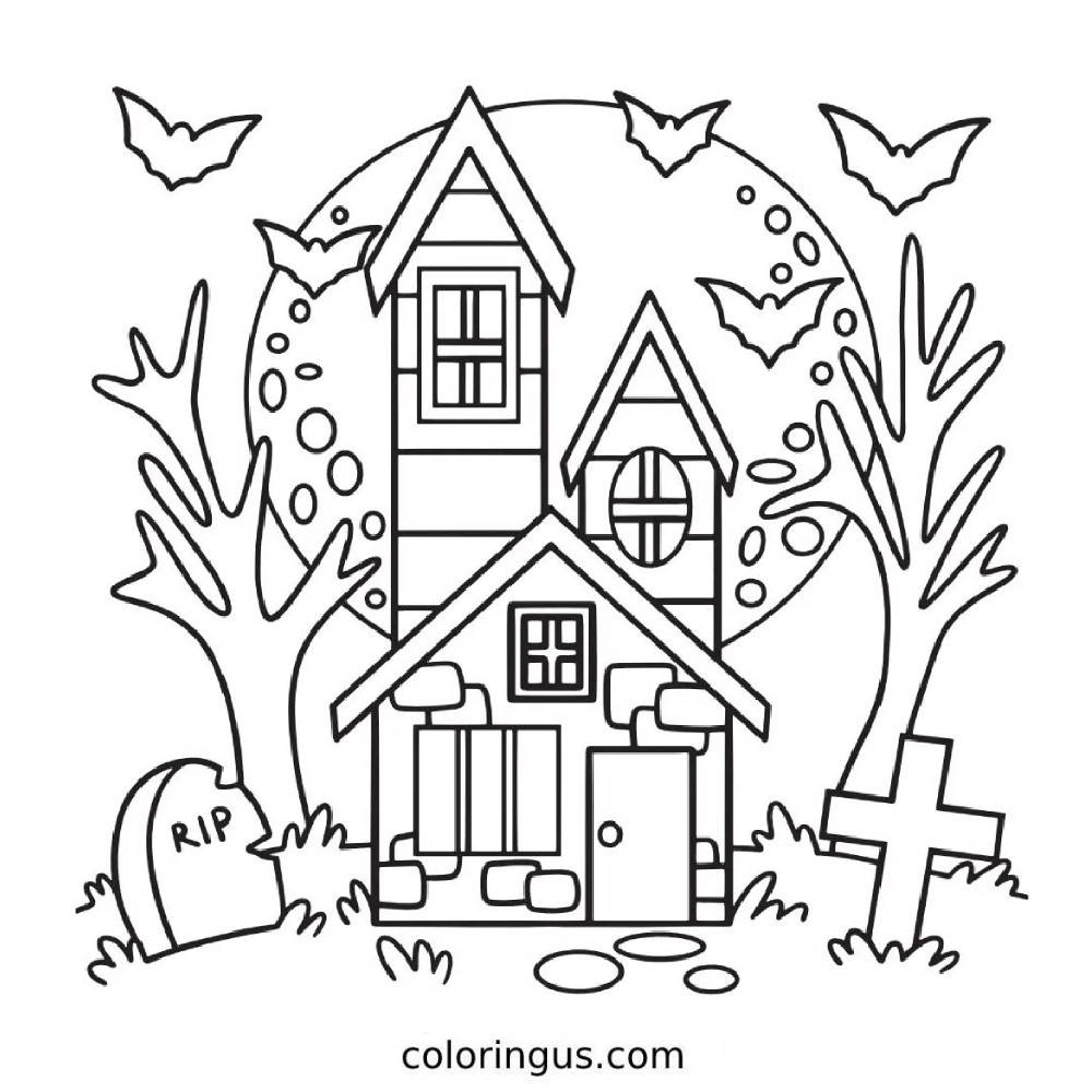 Haunted House Coloring Pages Free Printable PDF Haunted House Coloring Pages Free Printable PDF