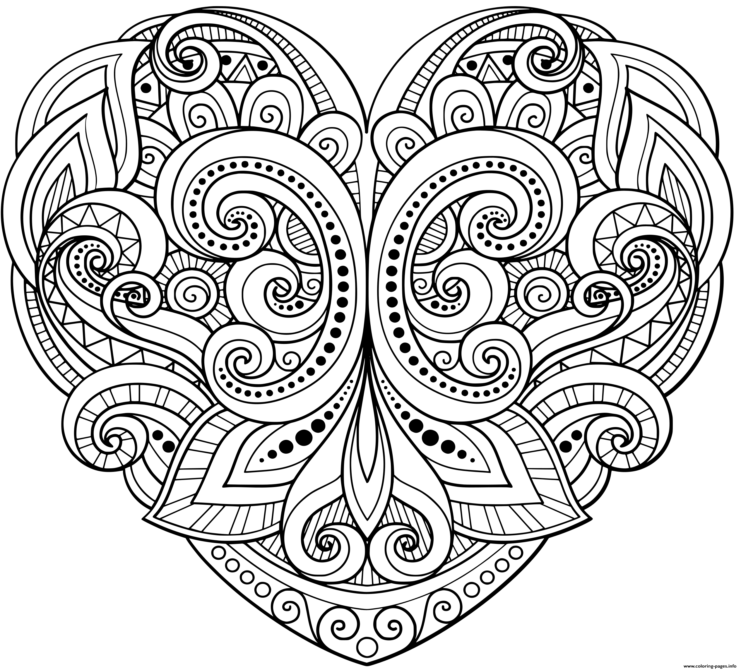 Heart Floral Mandala Zentangle Beautiful Coloring Page Printable Heart Floral Mandala Zentangle Beautiful Coloring Page Printable