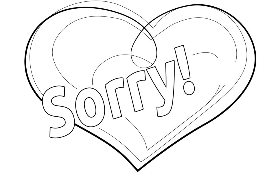 Heart Printable Sorry Coloring Sheets