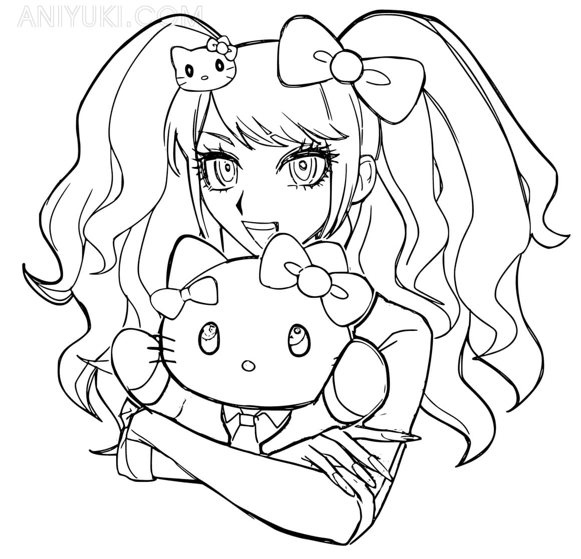 Hello Kitty girl coloring page