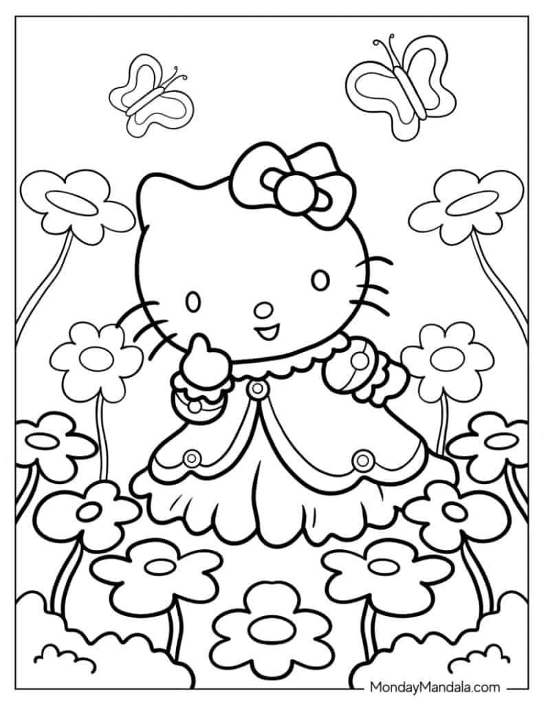 Hello Kitty Coloring Pages Free PDF Printables Mondaymandala