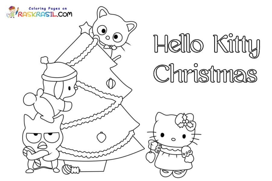 Hello Kitty Coloring Sheet Christmas Printable Free Coloring Sheet