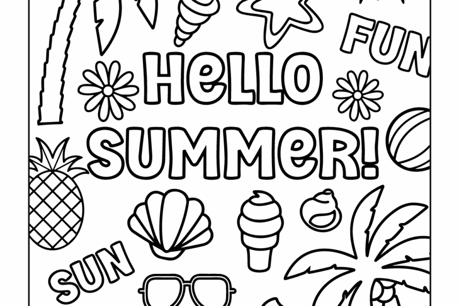 Hello Summer Coloring Sheet