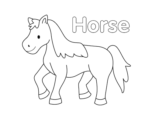 Horse Coloring Page Little Bee Family