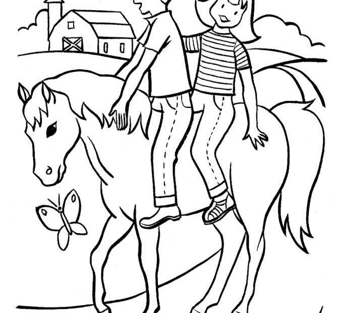 Horse Coloring Pages Girl Boy Riders