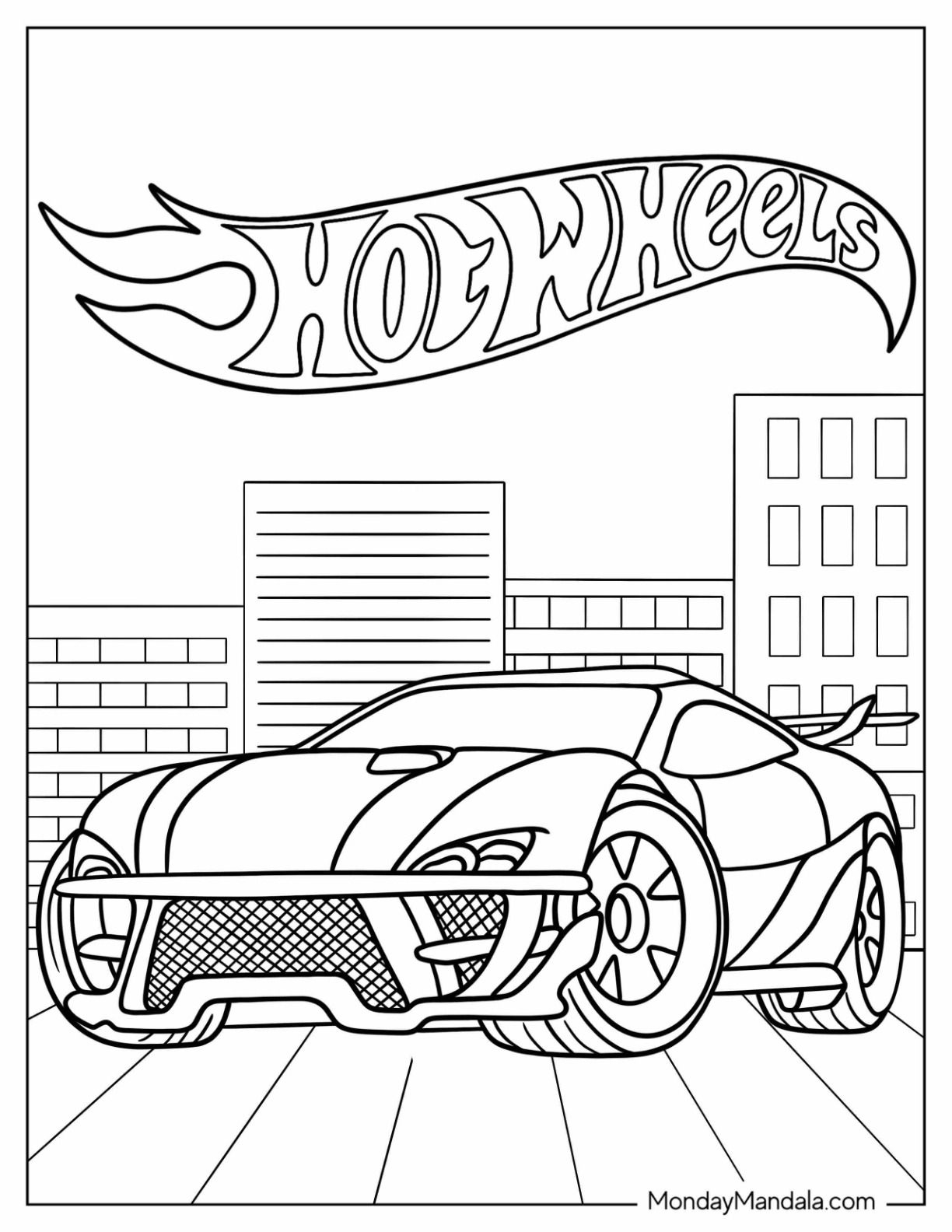 Hot Wheels Gt Scorcher Coloring Page Printable Free Coloring Sheet 