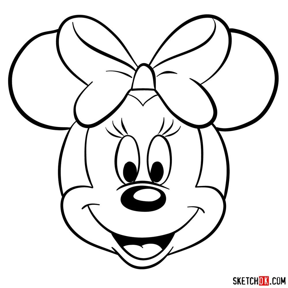 How To Draw Minnie Mouse Face Step By Step