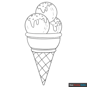 Ice Cream Coloring Page Easy Drawing Guides