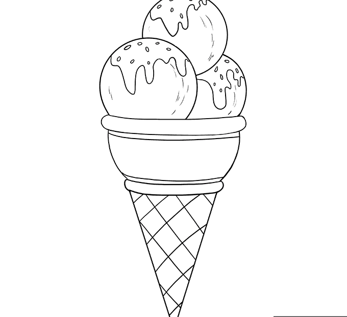 Ice Cream Coloring Page Easy Drawing Guides