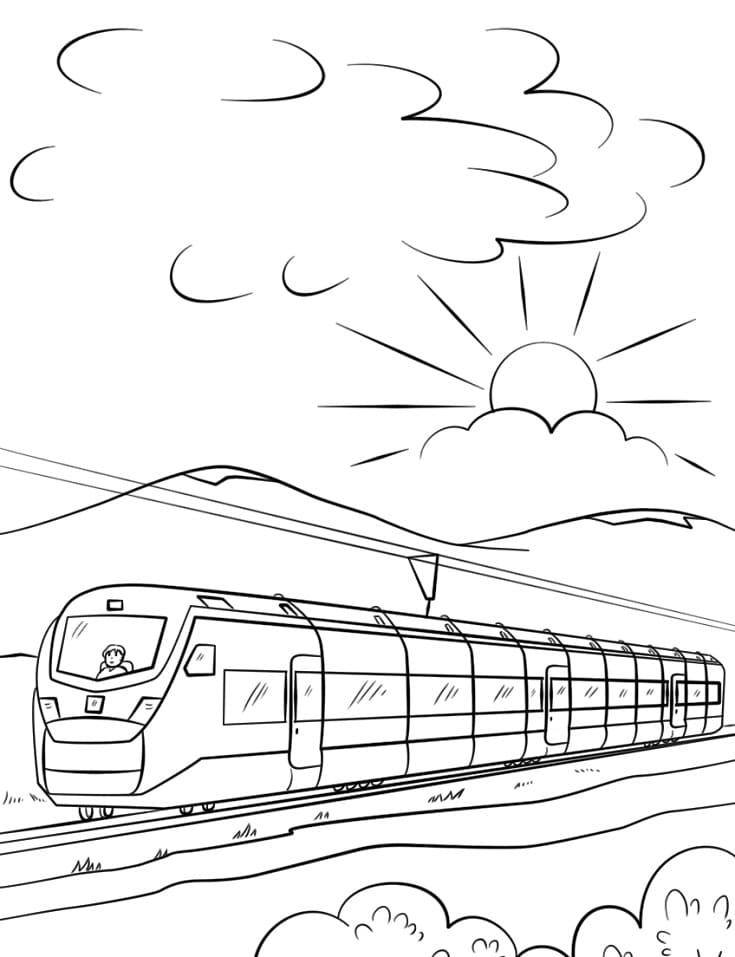 high speed train coloring page