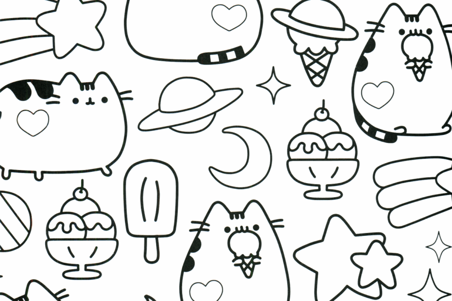 Kawaii Pusheen Coloring Pages Printable