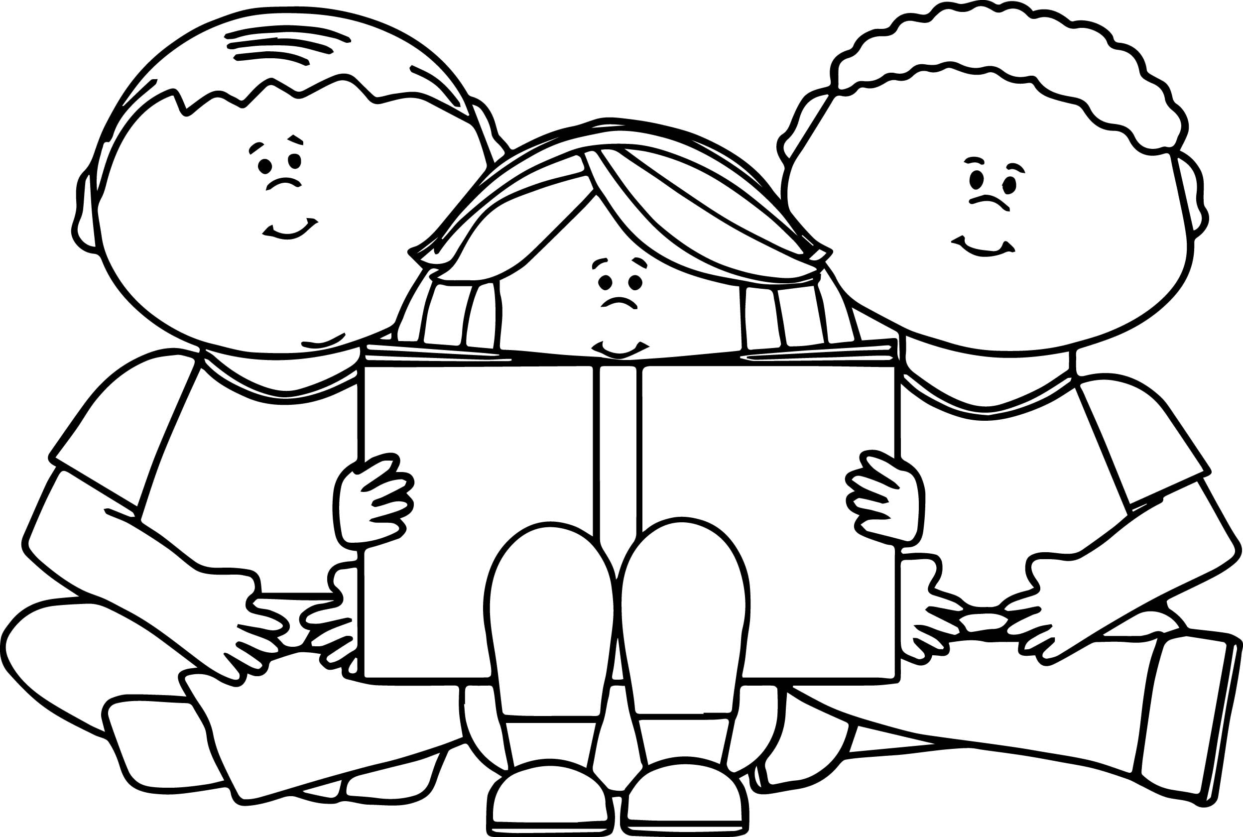 Kids Reading Book Coloring Page Wecoloringpage Kids Reading Book Coloring Page Wecoloringpage