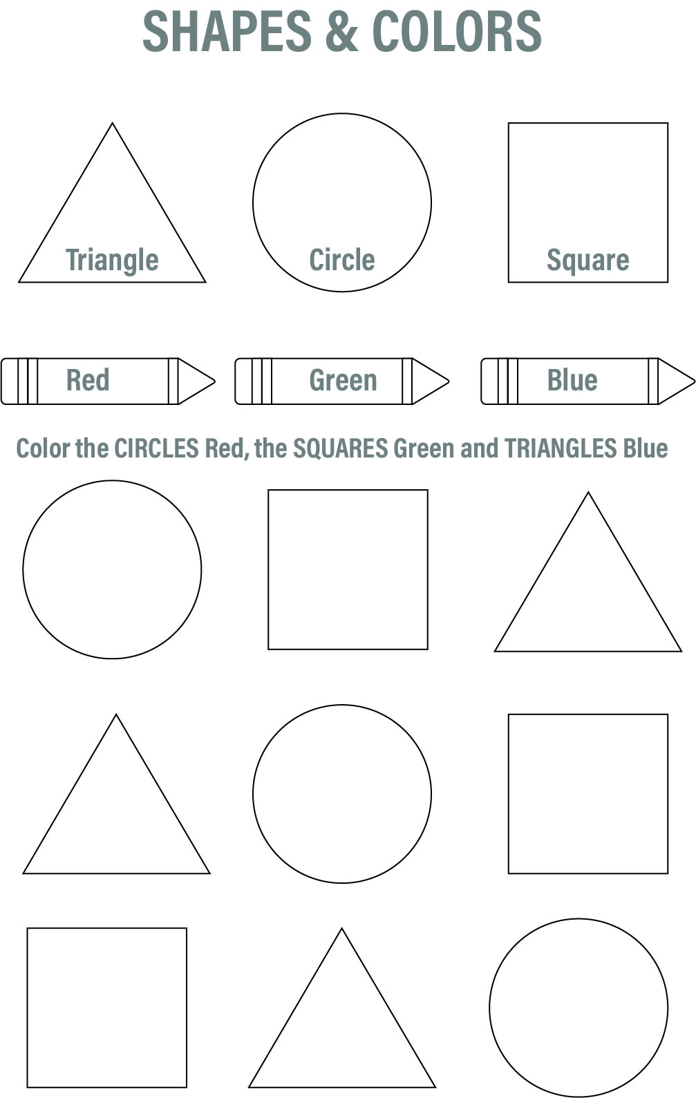 Kindergarten Color Sheets Free Printable