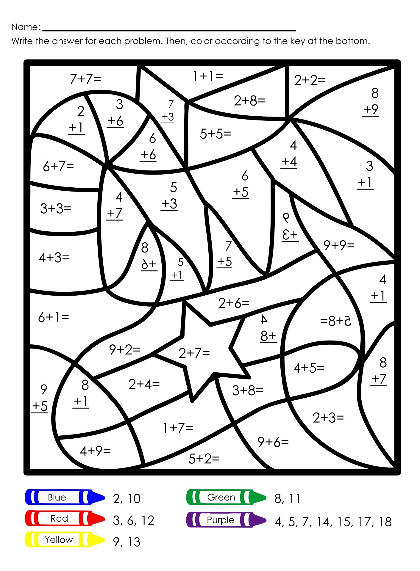Kindergarten Math Worksheets Coloring Page Printable Bank2home
