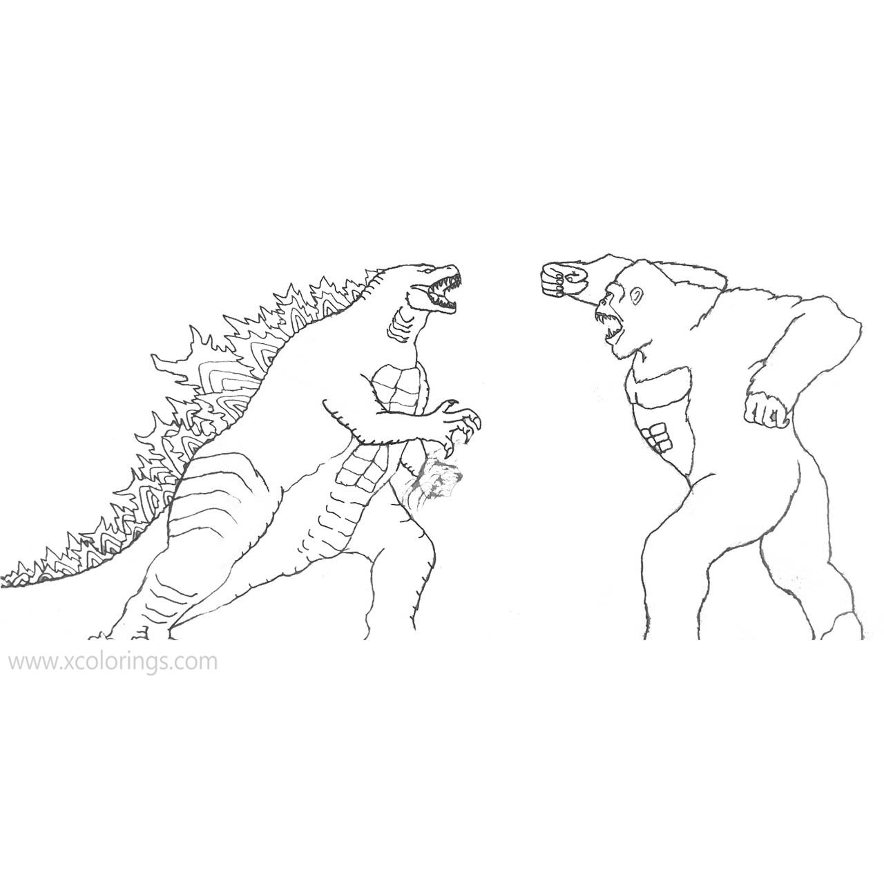 Godzilla vs king kong coloring pages Godzilla vs king kong coloring pages