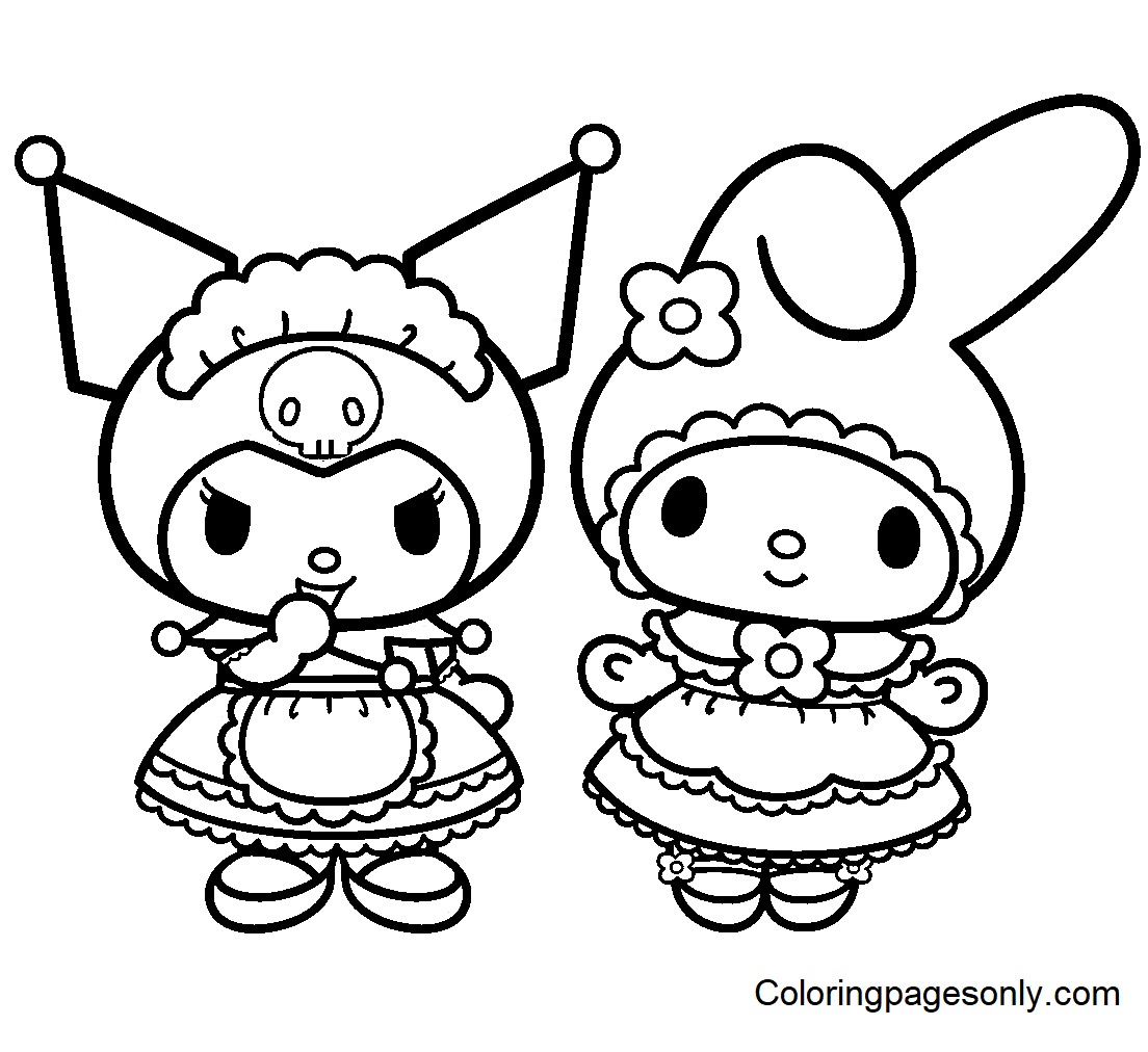 Kuromi and my melody coloring pages Kuromi and my melody coloring pages
