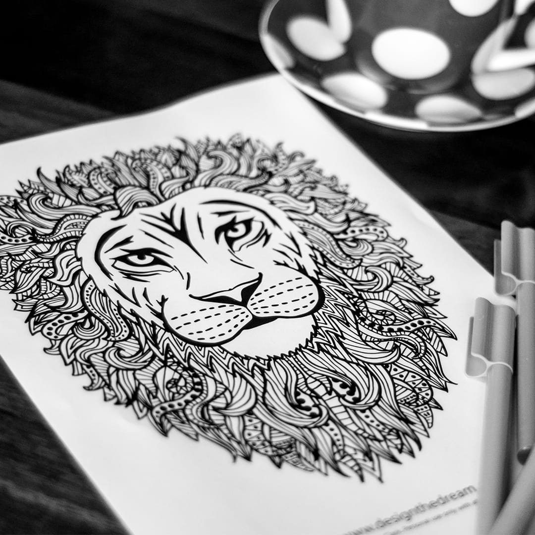 Lion Adult Coloring Page Sarah Renae Clark Coloring Book Artist Lion Adult Coloring Page Sarah Renae Clark Coloring Book Artist