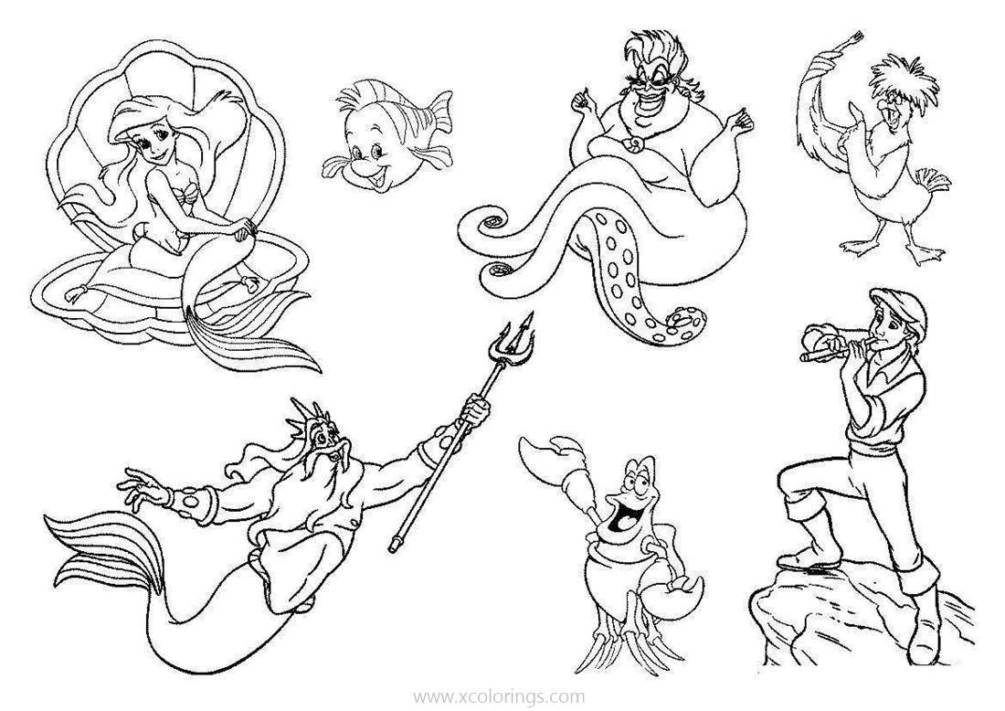 Little Mermaid Characters Coloring Pages XColorings Little Mermaid Characters Coloring Pages XColorings