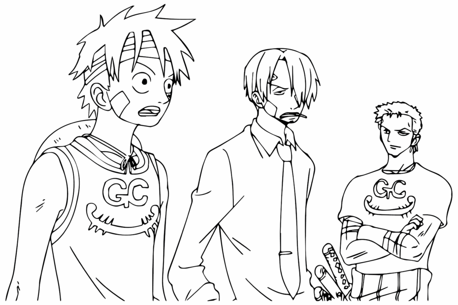 Luffy Sanji Zoro Coloring Page Free Printable Coloring Pages