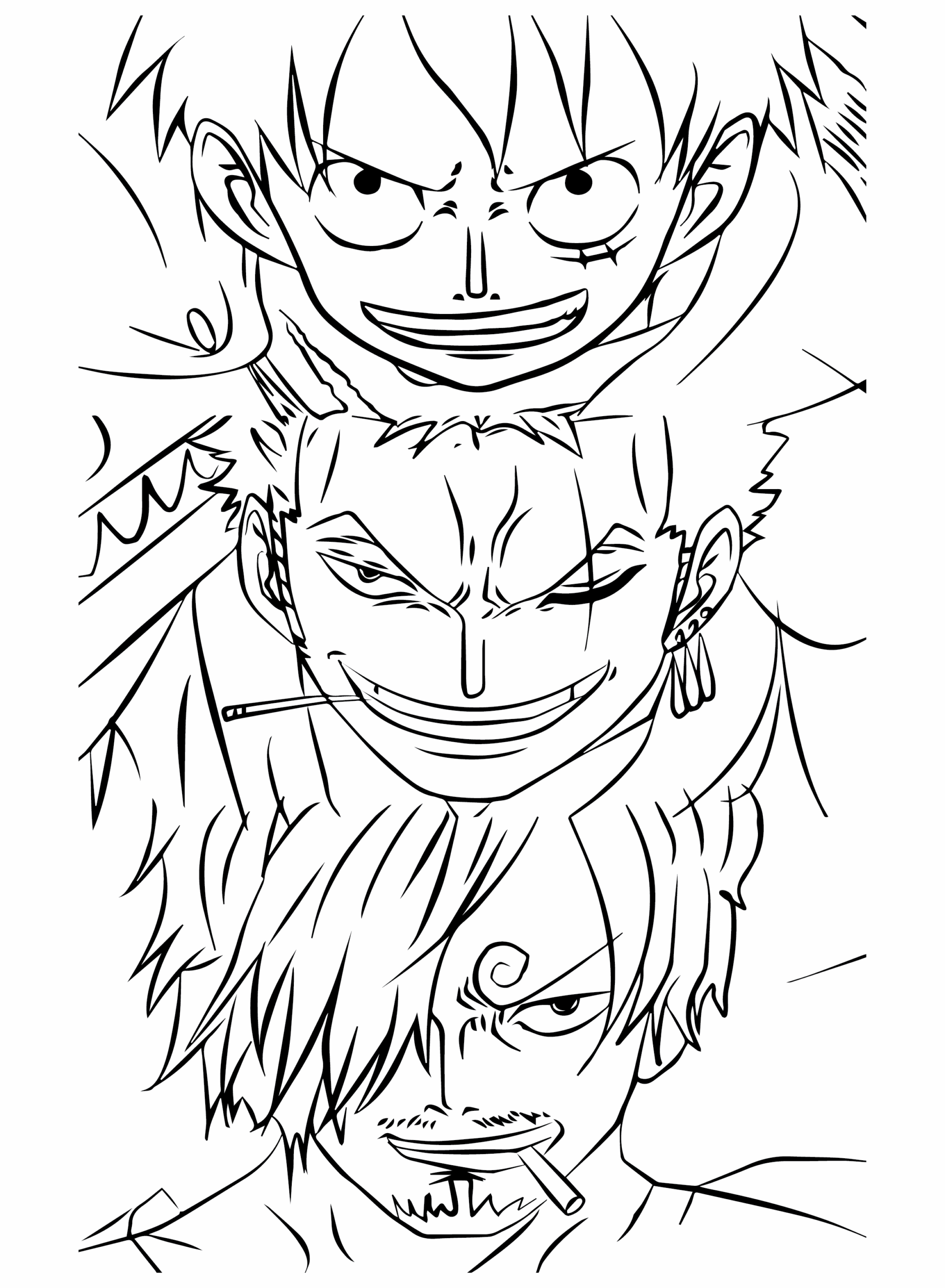 Luffy Zoro Sanji Coloring Page To Print Free Printable Coloring Pages