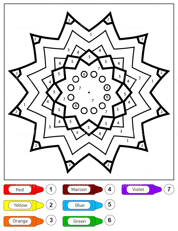 monday mandala color by number