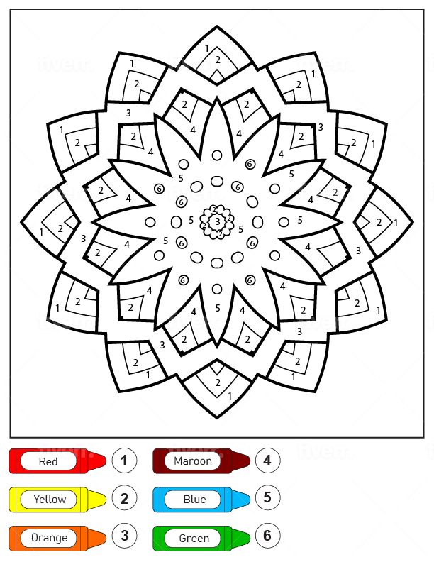 Mandala Stars For Kids Color By Number