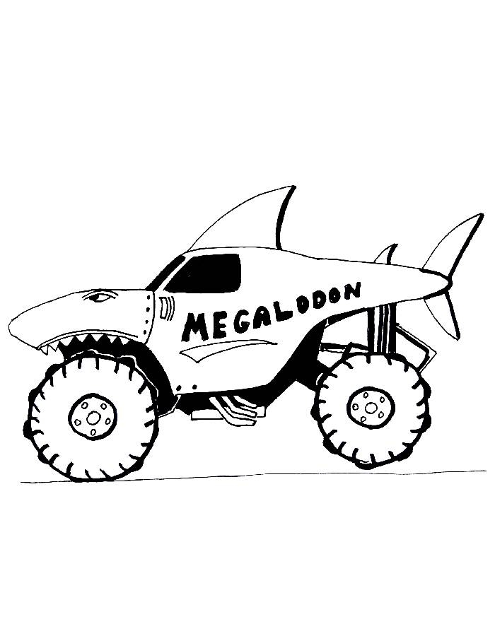 megalodon monster truck coloring sheet