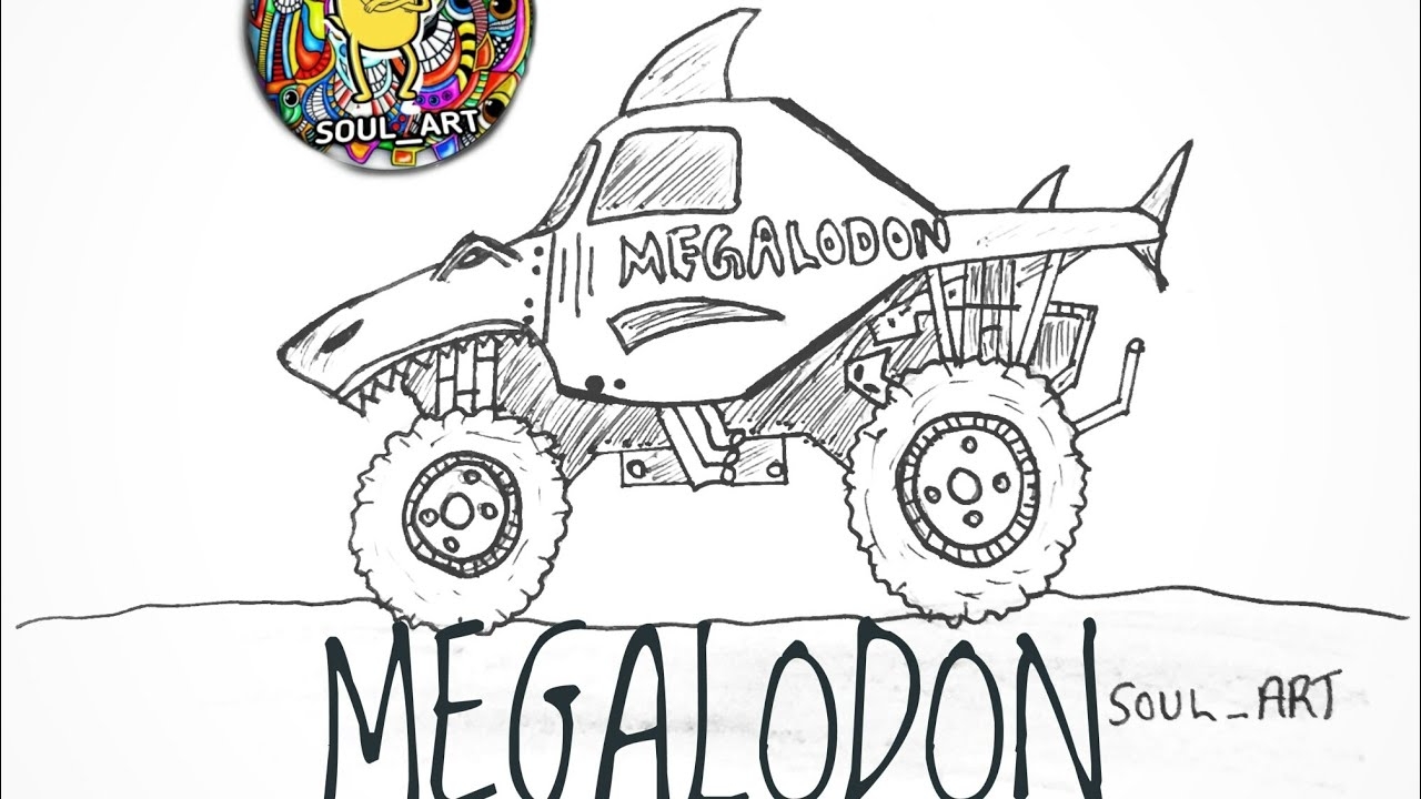 Megalodon Monster Jam Coloring Pages Megalodon Decal Vrogue co