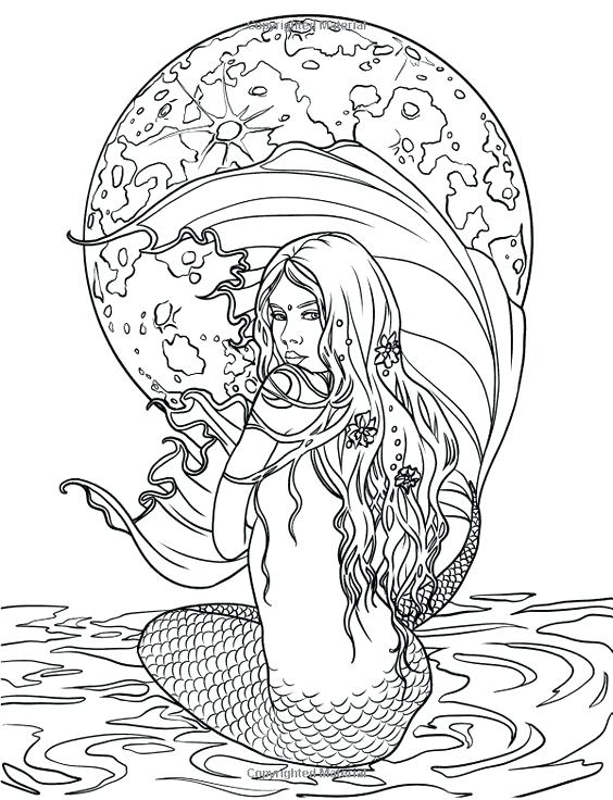 mermaid easy coloring page
