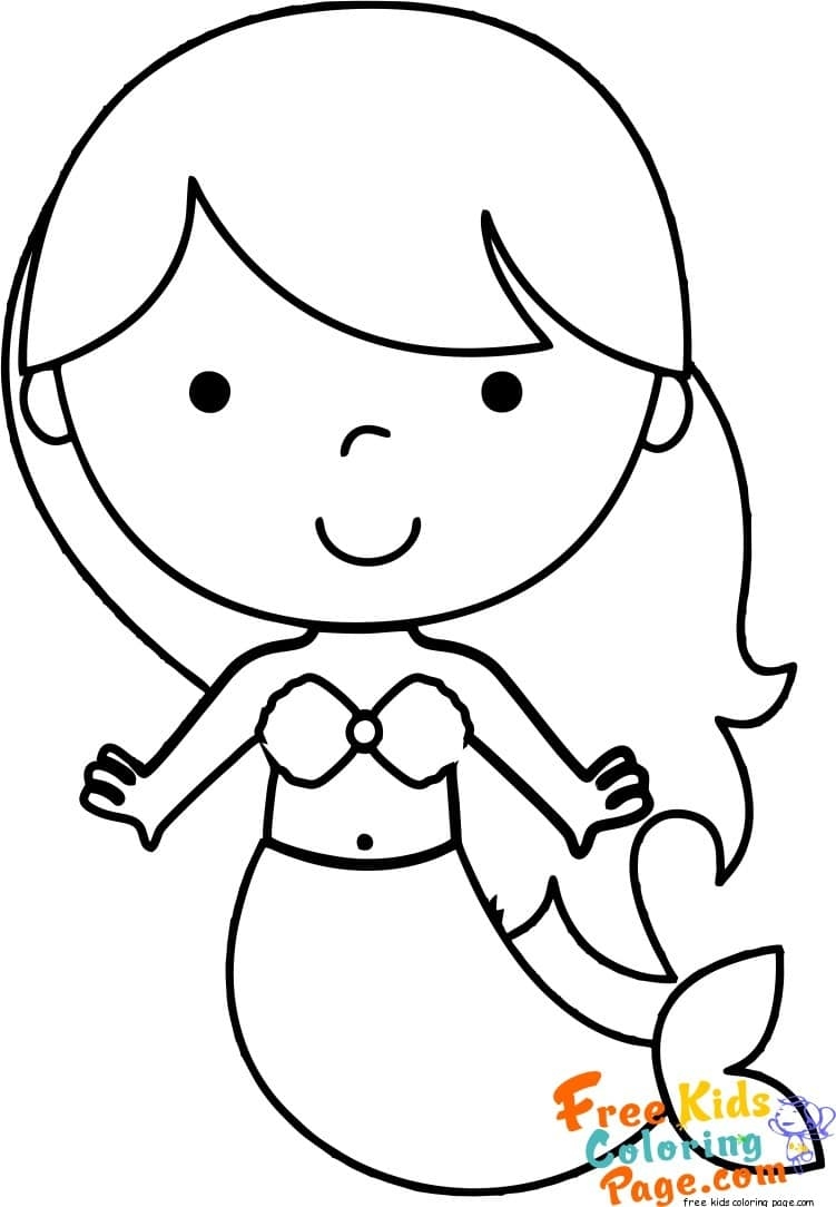 Mermaid Coloring Pages Easy For Girls Cut Coloring Sheet Printable