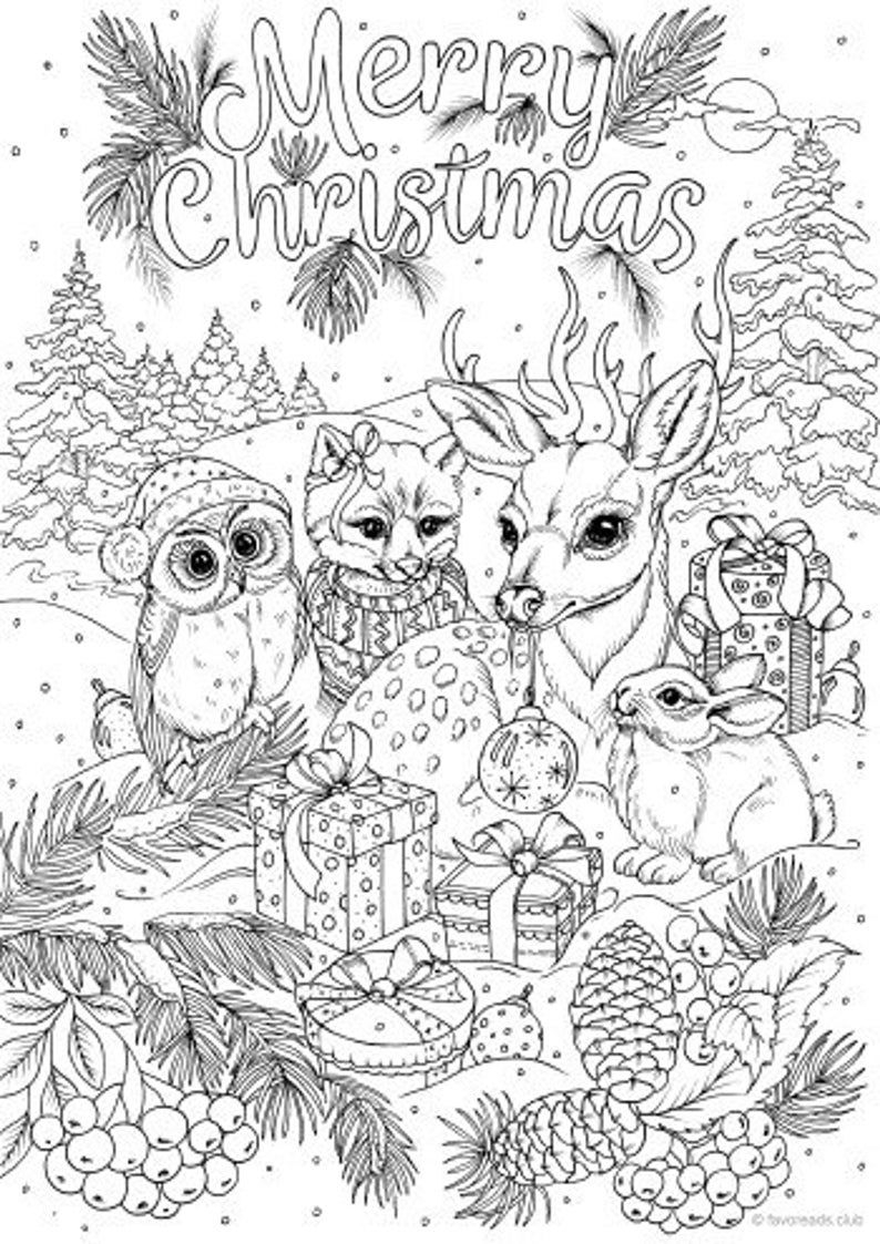 Merry Christmas Printable Adult Coloring Page From Favoreads Coloring Merry Christmas Printable Adult Coloring Page From Favoreads Coloring