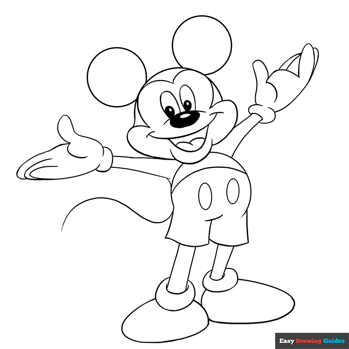Mickey Mouse Coloring Page Easy Drawing Guides