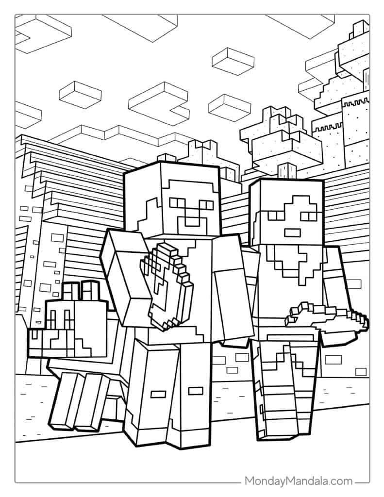 realistic Minecraft coloring pages