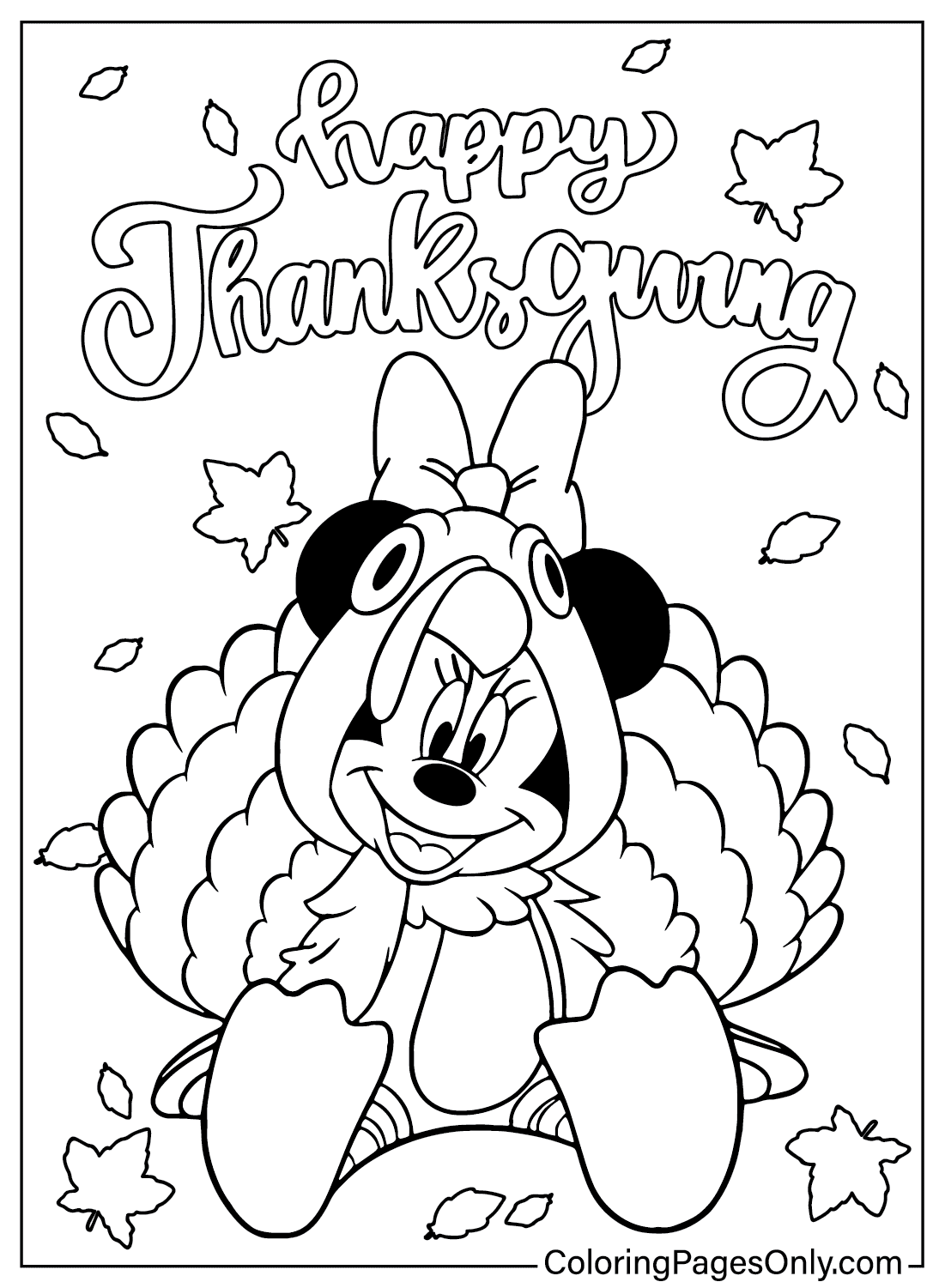 Minnie Mouse Thanksgiving Coloring Page Free Printable Coloring Pages