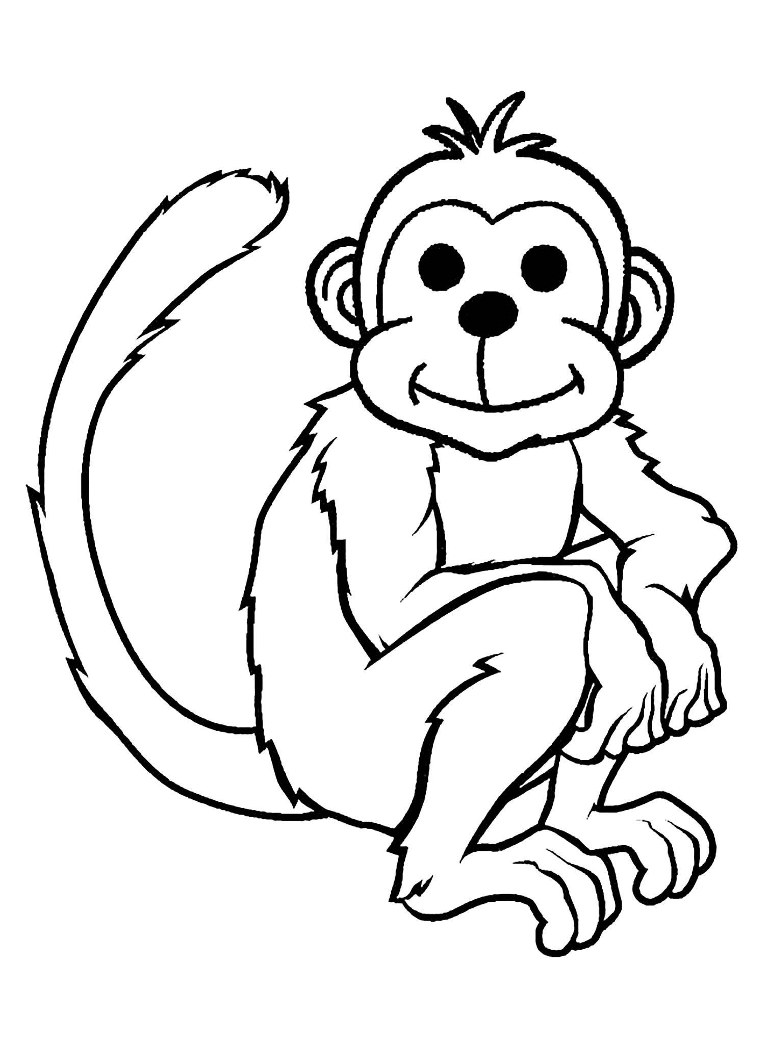 free monkey coloring page printable