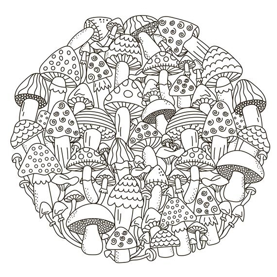 adult coloring pages mushrooms